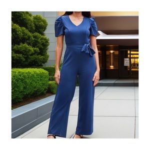 Blue Jumpsuit with belted waist